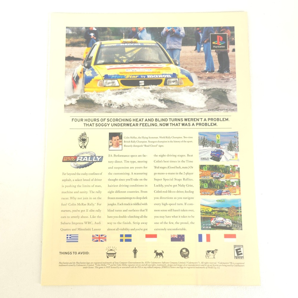 Colin McRae Rally PlayStation PS1 Print Ad Codemasters Y2K Gaming Room Wall Art